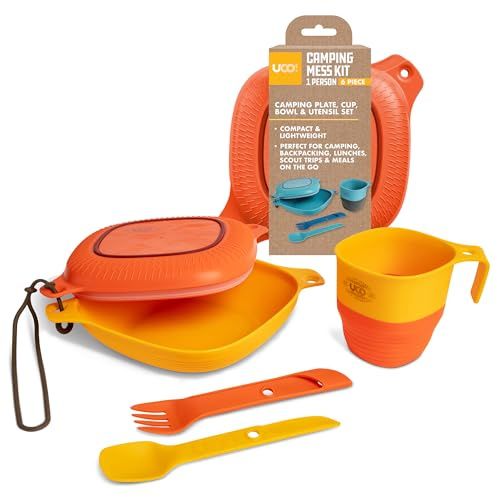 UCO 6-Piece Camping Mess Kit with Bowl, Plate, Collapsible Cup, and Switch Camping Spork