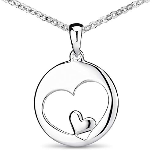 MATERIA Herz Anhänger Silber 925 - Liebe Silberanhänger mit kurzer Kette inkl. Schmuck-Box KA-60-K30-40 cm