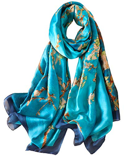 NUWEERIR Womens 100% Large Mulberry Silk Scarf Long Satin Scarf Fashion Lightweight Wraps