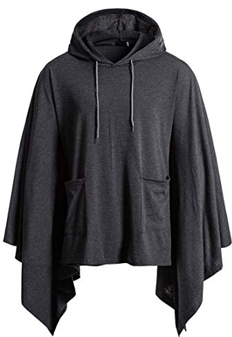 Pullover Casual Poncho Mantella con Tasca Tasca Patchwork Irregolare Maniche Larghe a Pipistrello Top Maschile Abbigliamento da casa Felpa con Cappuccio Mantello Felpa Fashion Cape Pullover con Tasca