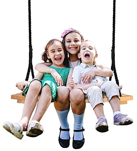 Schaukel Holz Kinder Erwachsene Brettschaukel Garten Schaukel mit Einstellbares Seil Kinderschaukel Wasserfest Holz Schaukelsitz Außenschaukeln für Gartenhof Innen und Außenbereich (66 x 30.5cm)