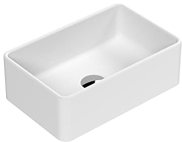 nuie NBV279 Luxe Vessel Modern Bathroom Rectangular Countertop Vessel Basin Sink, 120 x 365 x 235mm, Matt White