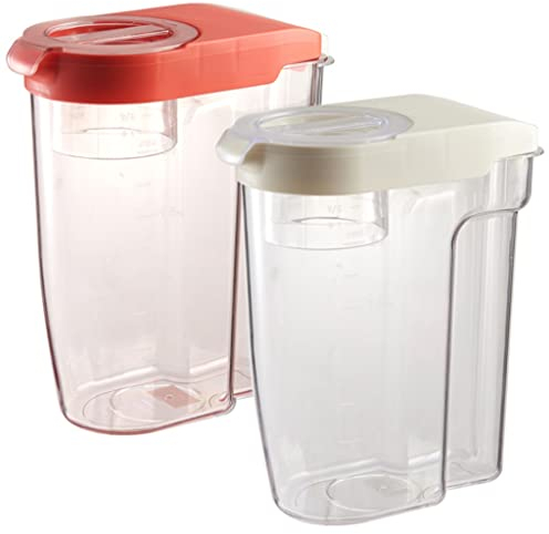 SYXL Dauerhafter Müslispender, trockener Lebensmittelspender transparenter Kanister Lagerung von Vollkornkörnern hermetisch versiegeltem Haushalt (Color : White+Orange)