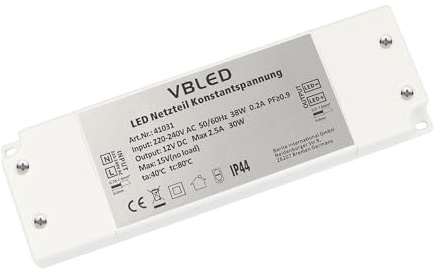 VBLED® 30 Watt Trafo 12V DC Konstantspannung 2.5A - Extra Flach - Netzteil, EVG, Transformator IP44 wasserdicht
