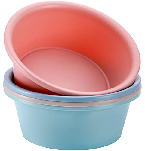 AVLA 4 Pack Round Plastic Wash Basin, 5L Stackable Camping Dishpan, Portable Vegetable Fruit Dish Tub, PP Small Multipurpose Washtub for Face Cleansing, Home Kitchen Sink Outdoor Indoor