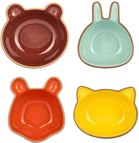 YXSH 4 Pezzi di Piatti per Salsa in Ceramica Mini Simpatici Piatti Sushi per Immersione Ciotola Piattini Ciotola Piatti per Antipasti