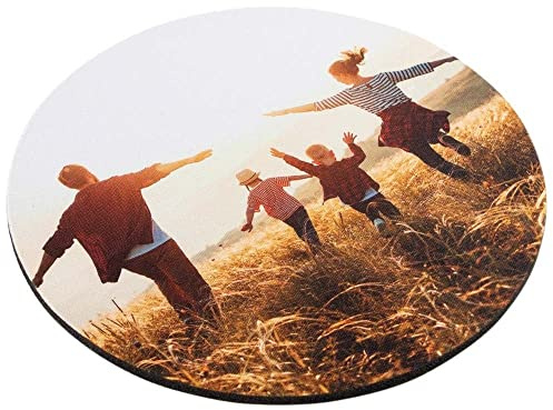 Ocadeau Tapis de Souris Rond personnalisé Photo – Surface Textile imprimée & Base Noire Caoutchouc antidérapante – Idée Cadeau Bureau