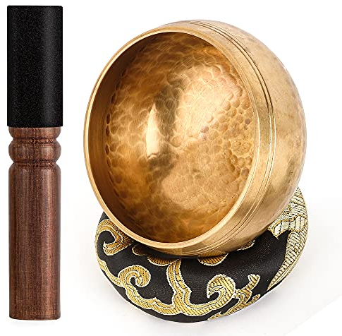 Tibetisches Klangschalen-Set – 100% handgehämmert in Nepal Klangschale für Meditation, Yoga, Chakra, Meditationszubehör, einzigartige Geschenke für Frauen, Männer (8 CM)