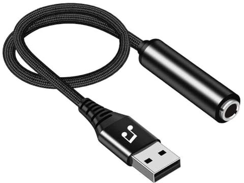 USB to 1/4 Female TRS Audio Stereo Adapter, US B to 6.35mm Jack Audio Adapter Compatible with Laptop，Windows or PC，Amplifier, Speaker, Headphones-6.6FT Note:Not Applicable Recording,Truck,TV USB Ports