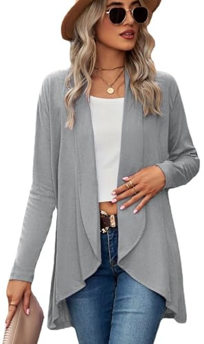 Famulily Damen Langarm Offene Front Cardigans Casual Gestrickte Einfarbige Wasserfall Cardigans Sweater Mantel