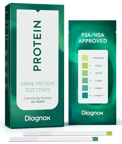 Diagnox Urine Protein Test Strips, At-Home Proteinuria Monitoring, 30 Pack
