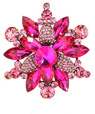 YOQUCOL Damen Brosche Blume Strass österreichischen Kristall Vintage