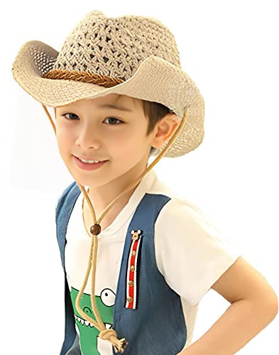 Cappello da cowboy per adulti e bambini, cappello di paglia a tesa larga, modellabile, estivo, protezione solare, cappello da cowgirl occidentale, cappello panama, anti UV, da viaggio, spiaggia,