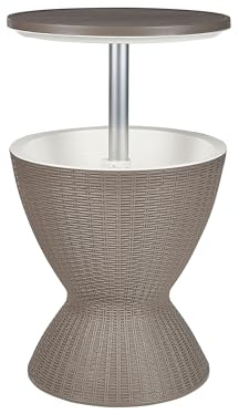 Beliani Beistelltisch mit Kühlfunktion beige Taupe rund höhenverstellbar Kühlbar Aisa