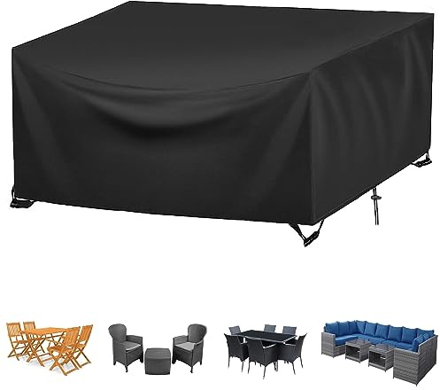 FYHDSH Abdeckung für Gartenmöbel, 90x90x75cm, Schutzhülle für Gartentisch, Regenschutz und Staubfest, Schwerlast Oxford Gewebe Gartentisch Abdeckung für Terrassenmöbel(Schwarz)