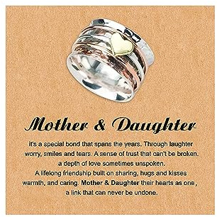 Anillo de regalo para mi hija, anillo de ansiedad para mujer, anillo giratorio de varias capas, anillo giratorio de plata para aliviar el estado de ánimo, regalo del día de la madre, zinc, sin piedras
