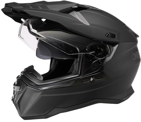 O'NEAL | Motorradhelm | Enduro Touring Adventure Street | Guter Fit, Pinlock & Bluetooth fähig, integrierte Sonnenblende| D-SRS Helmet Solid V.24 | Erwachsene | Schwarz | Größe XS