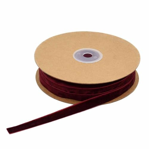 SHTGOI 20m/Rolle Samtband 1cm Breit Samt Schleifenband Geschenkband Einseitiges Samtborte zum Nähen Polyesterband Dekoband für Kunsthandwerk Geschenk Verpackung Weihnacht Hochzeitsdekor Weinrot