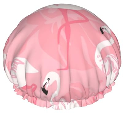 Sommer Flamingo Palm Blätter Druck wasserdichte Duschhaube, doppelschichtige wasserdichte Duschhaube, wiederverwendbare Duschhaube