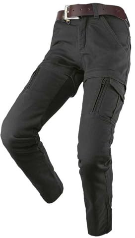 BY CITY - Pantalones de Moto para Hombre - Air III Man - con Perneras Desmontables - con Protecciones Desmontables en Rodilla y Cadera. (XL46, Negro)