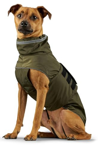 ZAUBERPFOTE® Hunderegenmantel London I Mit extra langem YKK® Reißverschluss für Halsband & Geschirr I Für kleine, mittlere & große Hunde I Wasserdicht & Maschinenwaschbar I Regenmantel für Hunde (40)