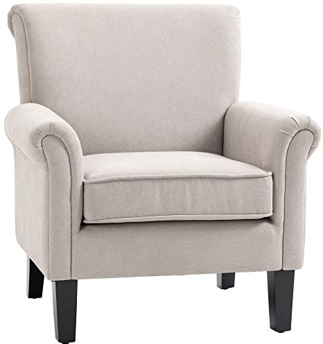 HOMCOM Poltrona d'Arredo in Stile Nordico con Braccioli, Poltrona Imbottita in Legno e Poliestere, 79x78x87 cm, Grigio e Marrone