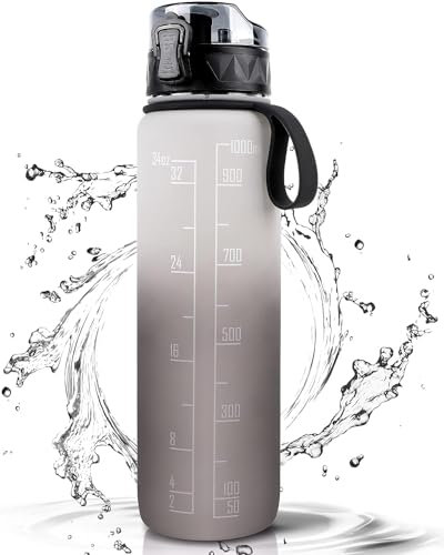FULDENT Trinkflasche 1L Sport Wasserflasche [BPA Frei] Trinkflasche mit rutschfest Gummi Grip Geeignet für Die Fahrrad, Outdoor, Schule, Gym