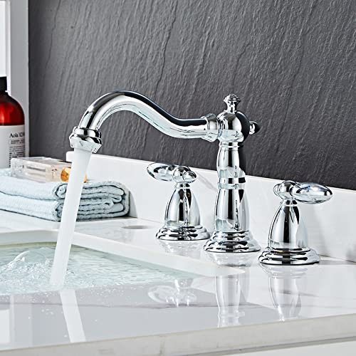 Dreiloch-Waschtischarmatur, warme und kalte Handwaschbecken, Doppelgriff, geteiltes dreiteiliges Set