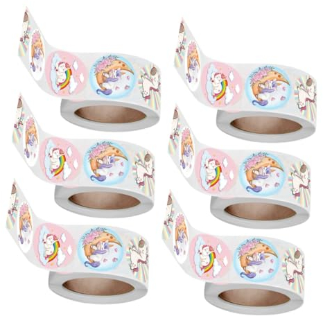 BESTonZON 6rollen Sticker Maker Geschenkverpackungsaufkleber Dekorative Siegelaufkleber Umschlagaufkleber Cartoon-tiermuster Aus Hochwertigem Material Selbstklebend Leicht Anzuwenden