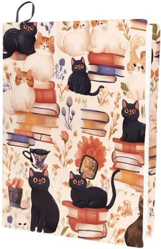 CRASPIRE Copertina per Libro Estensibile per Gatti Lavabile Riutilizzabile Grande in Nylon per Libri Protezione per Libri Elastica Adatta per Libri con Copertina Rigida da 9 x 11 Pollice Studenti