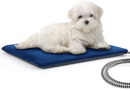 Pecute Tapis Chauffant Chat Extérieur, Coussin Chauffant Chat d'Extérieur, Gonflable Tapis Chauffant Chien 40×50cm, Economie d'Energie, Température Constante, Épaississant, Anti-Mordant, Imperméable