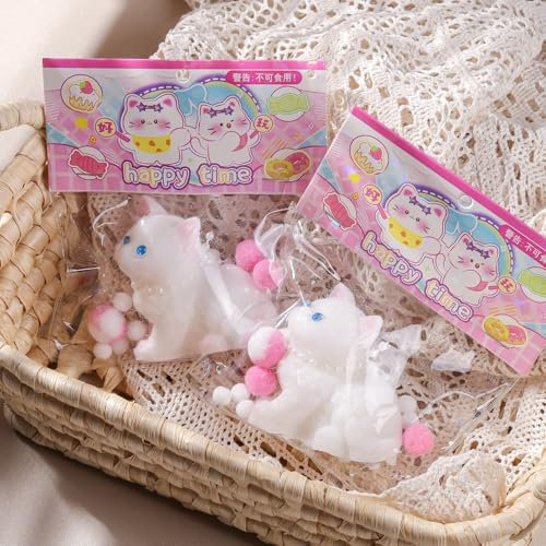 2 STK Anboor Katzen-Squishies-Spielzeug, dehnbares Katzen-Stressabbau-Simulationsspielzeug, Katzen-Fidget-Spielzeug zum Quetschen für Erwachsene und Teenager, Party-Geschenke