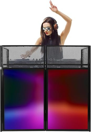 FZSERUN Faltbare DJ-Pult-Tischstation DJ-Fassade Inklusive Elastischem Stoff Öffnungen Für Elektrokabel Und Handtasche,Schwarz