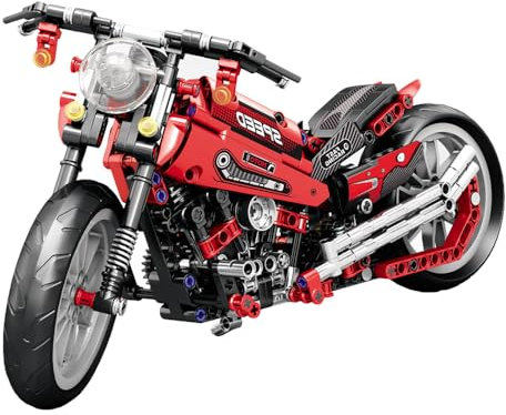 highdar Technik Motorrad Modellbausatz, 470 Klemmbausteine Harley Supermotorrad Bausteine, Geländemotorrad Kreatives Bausatz Geschenk für Erwachsene Sammler Teenager