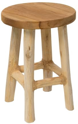 mgc24 Massiver Teakholz-Pflanzenhocker, 4-Bein, 27 x 20 cm | Handgefertigt, vormontiert, stabil und pflegeleicht, als Blumen- und Pflanzenständer für Wohnzimmer, Garten und Dekoration