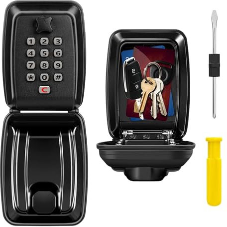 MEETOZ Lock Key Safe Wall Mounted, Waterproof Police Approved Lockbox, 12-Digit Combination Keysafe Lockbox for Home Garage Office Warehouse