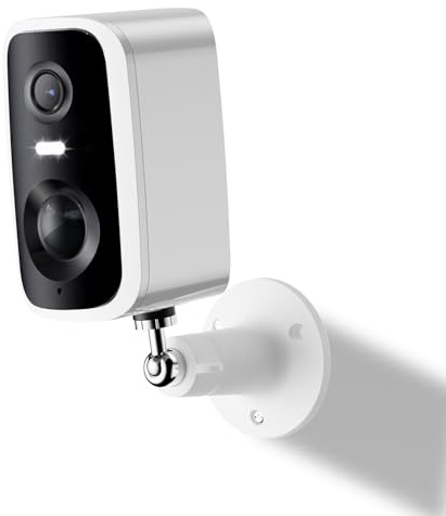 Bytelink Telecamere di sicurezza wireless per esterni, 2K batteria con rilevamento del movimento, sirena con faretto, allarme, sorveglianza WiFi, telecamera per interni, visione notturna a colori