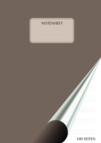 Notenheft: DIN A4 Notenlinienheft blanko | 12 Notenzeilen / Systeme pro Blatt mit | 100 Seiten | Papier 90g/m² | Musikheft mit Notenlinien für ... | Geeignet für Lehrer als auch für Schüler.