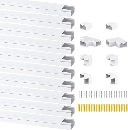 Goulotte Électrique 20x10mm Cache Câble Auto-Adhésif Organisateur pour câbles pour la Maison et Le Bureau 10 x 40cm Longueurs (4 mètres) Blanc