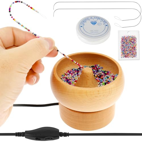 harupink Elektrischer Perlen Spinner, Perlennadeln Perlen Spinner Set | Electric Bead Spinner for Jewelry Making, Schnellperle, für DIY Armbänder Halskette Schmuckherstellung