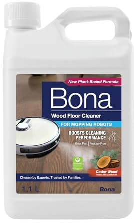 Bona Wood Floor Cleaner for Mopping Robots and Vacuums, Concentrate, Quick-drying and Streak-free, Cedar Wood - 1.1L