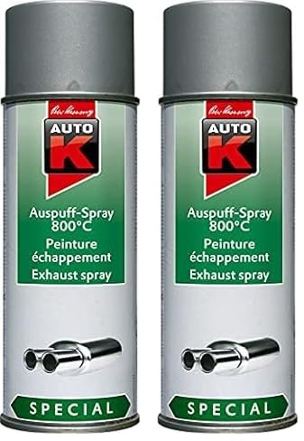Auto K KWASNY 233 098 Special Auspuff-Spray Silber 800°C Lackspray 400ml (Packung mit 2)