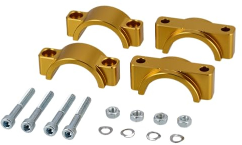 Set: CNC Klemmstücke für Schutzblech mit Schrauben, Gold eloxiert - für Simson S50, S51, S70, SR50, SR87