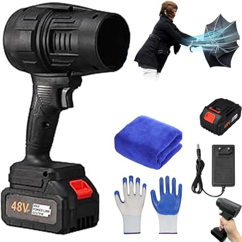 Souffleur À Jet Turbo, Mini Souffleur sans Fil Puissant, Souffleur Voiture Sechage, Souffleur Batterie, Souffleur Feuilles sans Fil, Souffleur À Jet Sec pour Séchage De Voiture (Noir-1 Piles)