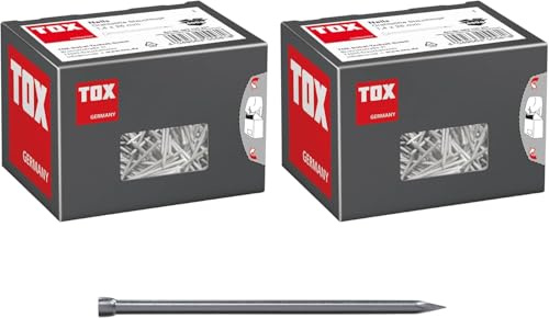 TOX Drahtstifte Nails Set, Gr.1,4x25 mm mit Stauchkopf für beinahe unsichtbare Befestigungen in Holz, universelle Einsatzmöglichkeit im Innen- und Außenbereich, 2x 400 g im Karton