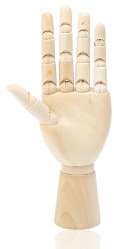 Majatou Modello a mano in legno, di manichino artistico 17,8 cm con snodabili, modello mano sinistra per disegnare forniture artistiche gioielli espositore decorazione scrivania