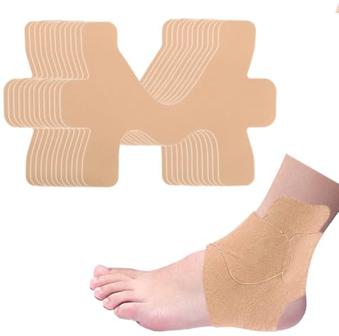 XFSRG 12 Pièces Bande de Kinésiologie Pré-Découpée pour Cheville Ruban Sport Respirant et Flexible pour Support Musculaire (Couleur Peau)