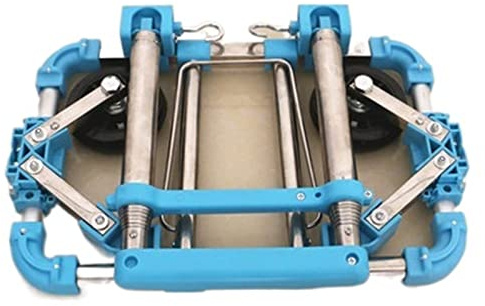 JINGYAN Carrelli portaoggetti da cucina Bagagliaio completamente pieghevole in acciaio inox Capacità portante bagagli Valigia trolley facile da trasportare Zaini carrelli della spesa(Blue)