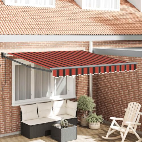 Tenda da Sole Elettrica con Telecomando, Arancione e Marrone 3x2.5m, Tessuto Poliestere PU e Struttura Alluminio, per Balcone Terrazza Giardino, Telo Ombreggiante Esterno