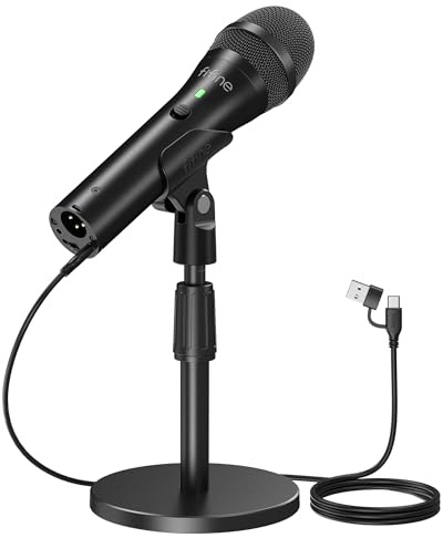 FIFINE Dynamic Microphone with USB/XLR Connection for Vocal, Podcast Recording, Studio Handheld Mic Bundle with Desktop Stand for Singing, Voice Over, Streaming - TANK2